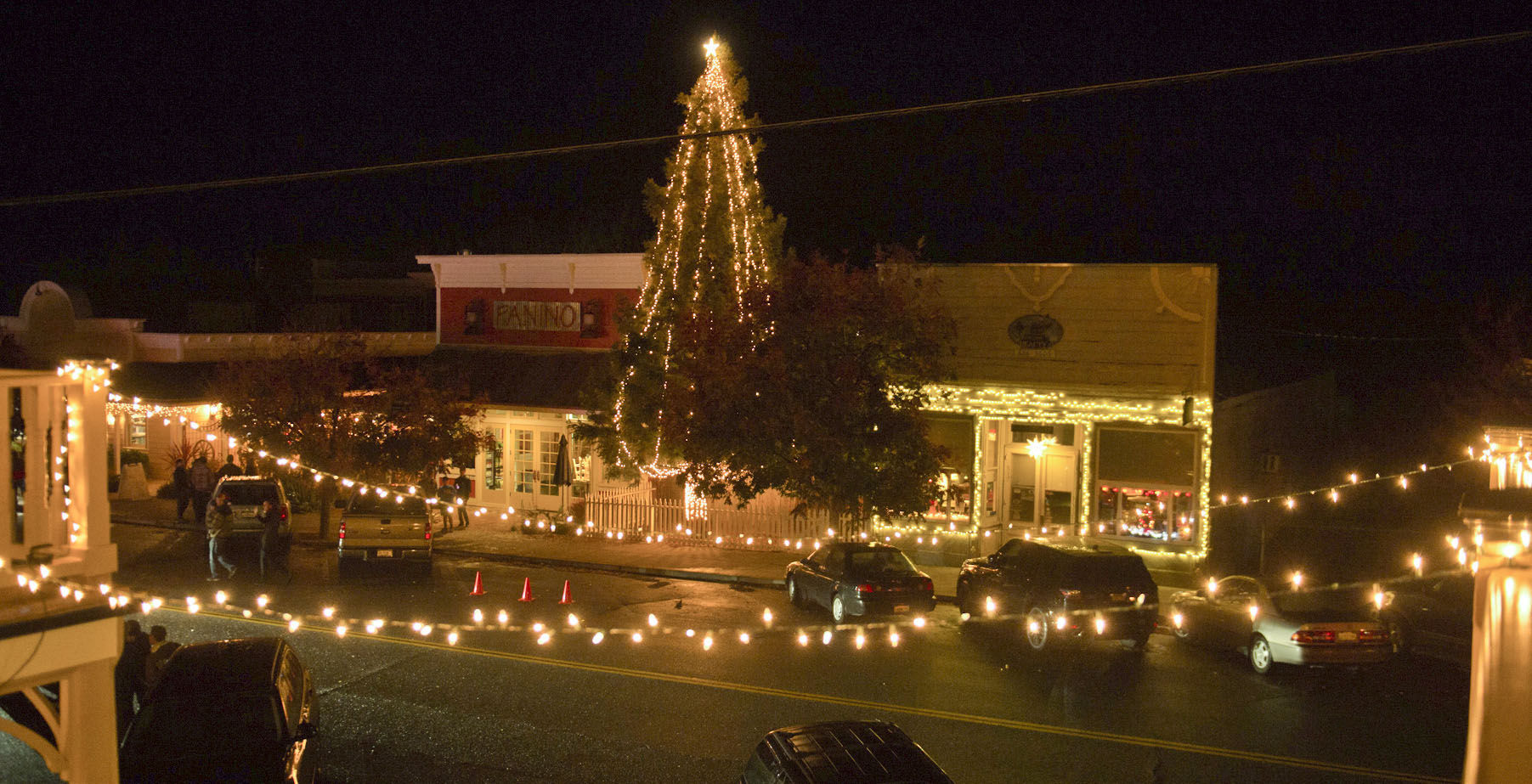 The tree is lit.